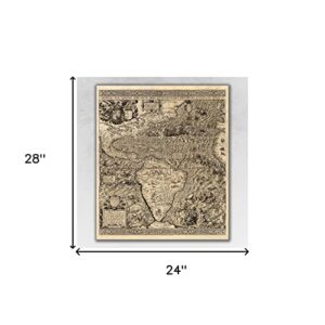 HomeRoots 24" X 28" Vintage 1562 Map Of Early Americas Wall Art