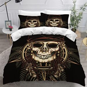quilt cover twin size pirate 3d bedding sets skull duvet cover breathable hypoallergenic stain wrinkle resistant microfiber with zipper closure,beding set with 2 pillowcase