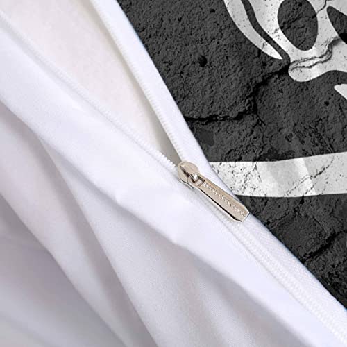 Quilt Cover Queen Size Pirate Flag 3D Bedding Sets Skull Duvet Cover Breathable Hypoallergenic Stain Wrinkle Resistant Microfiber with Zipper Closure,beding Set with 2 Pillowcase