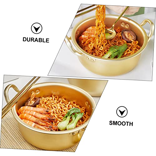 Yardenfun 1pc Korean Instant Noodle Pot Ceramic Skillet with Lid Japanese Noodles Ramen Camping Stew Pot Ramen Pot Kitchen Pan Noodle Cooking Pot Instant Boodles Pot Binaural Stockpot Golden