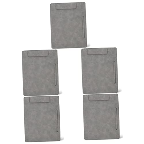 MAGICLULU 5pcs Folder Board Folder Organizer Document Clipboard Stationery Document Holder File Clipboards Pencil Sketch Clipboard Exam Paper Clips Clip Board Grey Pu Paper Holder Office