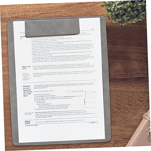 MAGICLULU 5pcs Folder Board Folder Organizer Document Clipboard Stationery Document Holder File Clipboards Pencil Sketch Clipboard Exam Paper Clips Clip Board Grey Pu Paper Holder Office