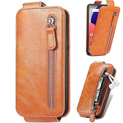 HUANGTAOLI PU Leather Handbag Case Cover for Realme 7 Pro, Built-in Magnet Closure Zipper Wallet Case for Realme 7 Pro