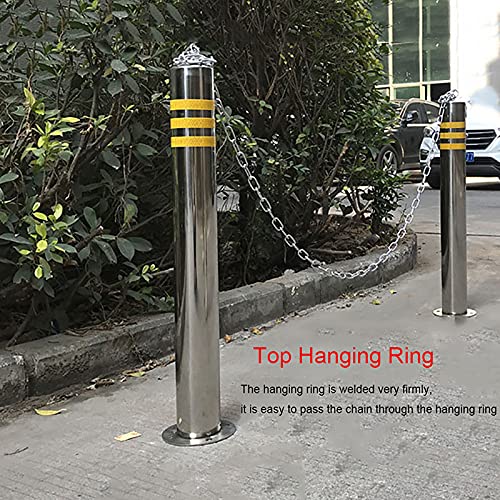 Parking Pile and Chain,Parking Bollard Warning Column with Reflective Tape,Easy Install Dedicated Parking Space Lock