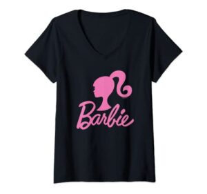 barbie - barbie pink logo v-neck t-shirt
