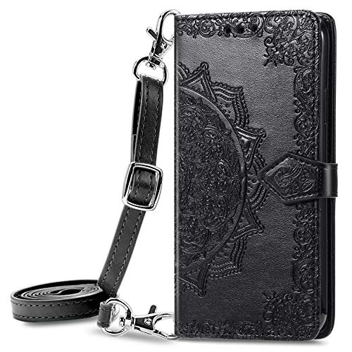 HUANGTAOLI Crossbody Shoulder Strap Flip Case for Oppo A53, PU Leather Pouch Magnetic Closure Kickstand Wallet Case for Oppo A53