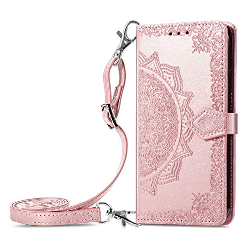 HUANGTAOLI Crossbody Shoulder Strap Case for Oppo A54s, Magnetic Closure Kickstand Wallet Pouch Case for Oppo A54s