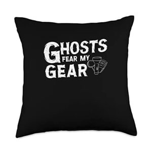 ghost bait apparel for men and women paranormal investigator fear my gear ghost hunting throw pillow, 18x18, multicolor