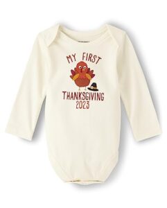 the children's place unisex-baby and newborn long sleeve graphic bodysuit my first thanksgiving 9-12 months
