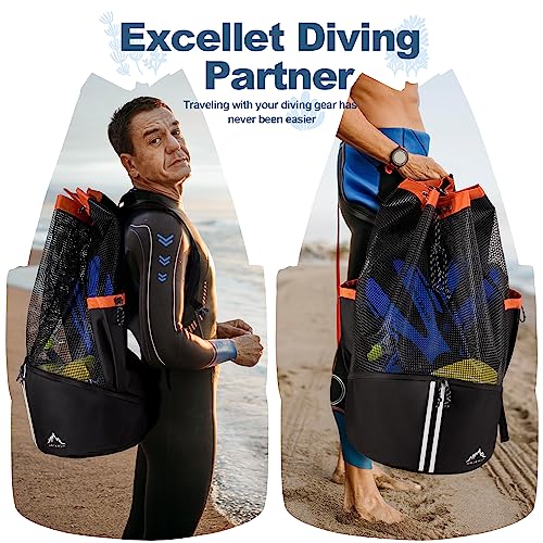 GoHimal Scuba Diving Bag, XL Mesh Backpack for Scuba Diving and Snorkeling Gear & Equipment, Holds Mask, Fins, Snorkel