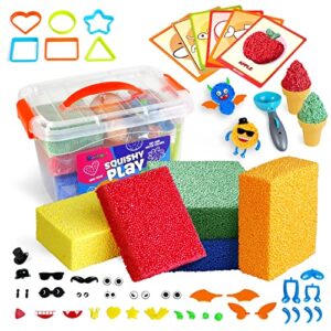 modeling clay foam beads play kit, 5 blocks of sensory toys for kids fine motor skills toys, preschool educational learning toy