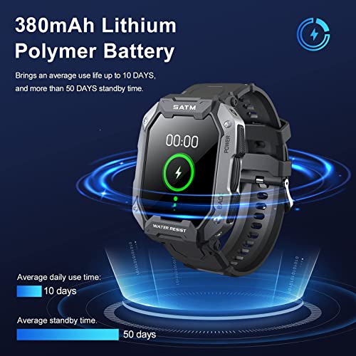 Smart Watches for Men - Smart Watch, 5ATM Waterproof Fitness Tracker Watch for Android iPhones, 1.71'' Bluetooth Military Sport Smartwatch, Health Monitor for Heart Rate, Blood Oxygen, Blood Pressure