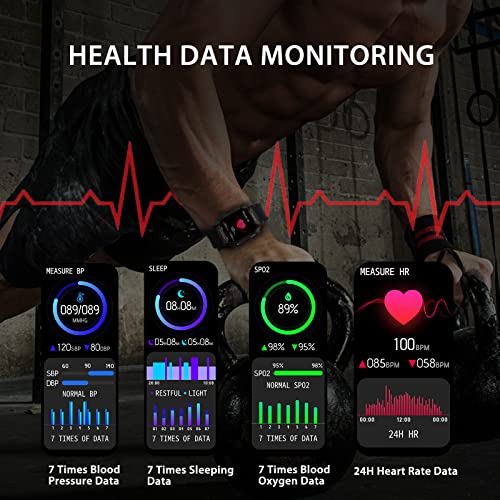 Smart Watches for Men - Smart Watch, 5ATM Waterproof Fitness Tracker Watch for Android iPhones, 1.71'' Bluetooth Military Sport Smartwatch, Health Monitor for Heart Rate, Blood Oxygen, Blood Pressure