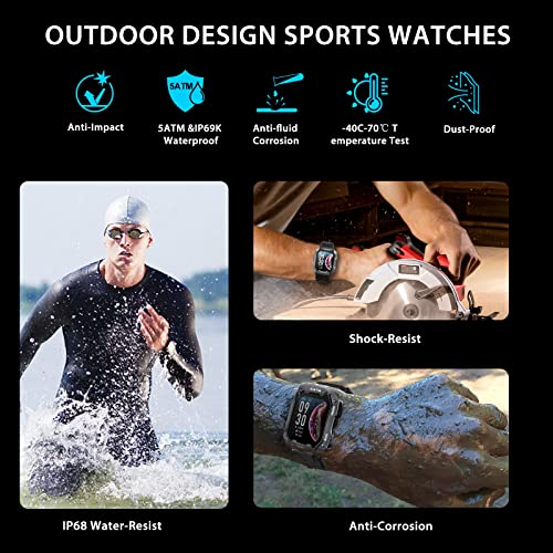 Smart Watches for Men - Smart Watch, 5ATM Waterproof Fitness Tracker Watch for Android iPhones, 1.71'' Bluetooth Military Sport Smartwatch, Health Monitor for Heart Rate, Blood Oxygen, Blood Pressure