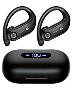 stador true wireless earbuds bluetooth headphones 100hrs playback with microphone ear hook in-ear buds waterproof earphones for sports (black)