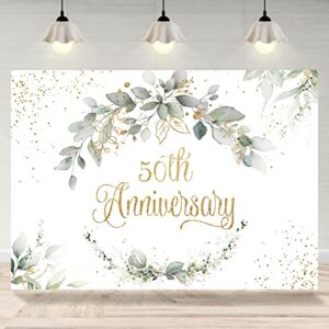 rsuuinu happy 50th anniversary backdrop greenery cheers to wedding anniversary bridal shower miss to mrs photography background party decorations banner supplies favors photo booth props 7x5ft