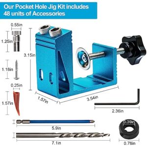 Pocket Hole Jig Kit Dowel Drill Joinery Screw Kit Carpenters Wood Woodwork Guides Joint Angle Tool All-In-One Drill Hole System Set -Upgrade Version