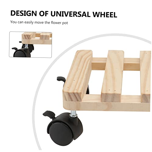 Yardwe 1pc Wooden Flower Stand Planter Caddy on Wheel Plant Saucer Heavy Duty Plant Dolly Wheel Barrow Heavy Duty Rotating Display Stand Dollies for Tabletop Plant Pot Base to Rotate