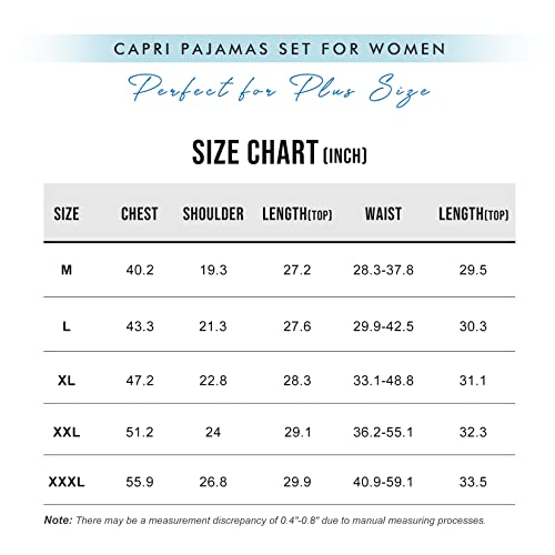 SISKIN Womens Pajama Sets - Capri Pajamas for Women Set Plus Size Sleepwear Tops with Capri Pants Summer Pjs Sets Butterfly 2XL (MNSSKX37Butterfly2XL)