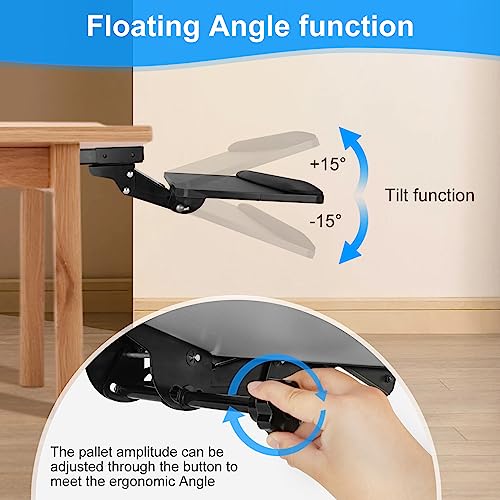 Chaoos Keyboard Tray Under Desk,360 Degree Adjustable Ergonomic Sliding Keyboard & Mouse Tray with Wrist pad & Mouse pad, 25 "Wx10"D,Wooden Tray,Black