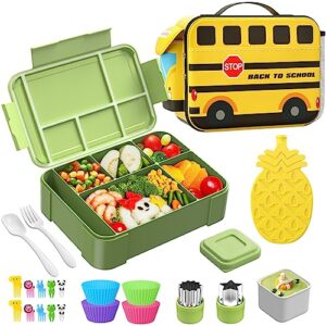 hometall bento lunch box kit - lunch box kids with insulated lunch bag and fun accessories, 1450ml-6 compartment leak-proof bento box, suitable for kids go to school, picnics, bpa-free