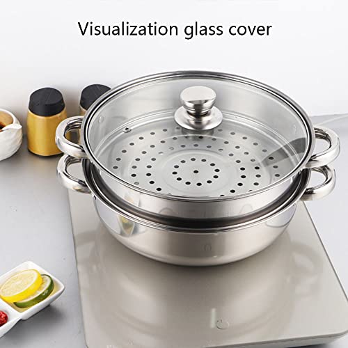 Steamer Pot Stainless Steel 2 Tier - Steam Pot with Lid Food Vegetable Cooker Pot Cooking Pan Steaming Pot Dim Sum Cookware Steamer For Kitcken Cooking Tool