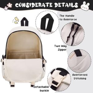 Unineovo Kawaii School Backpack with Cute Pin and Accessories, Large Capacity Aesthetic School Bags Cute Bookbag for Girls Teen (Black)