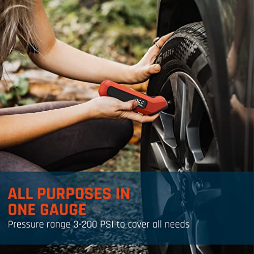 ETENWOLF Digital Tire Pressure Gauge 3-200 PSI, Industrial Tire Gauge Calibrated to ANSI B40.7 Grade 2A(±0.5%), Replaceable AAA Batteries with Presta Valve Adaptor, Dark Cyan