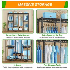 KnnJe Garment Rack Heavy Duty Clothes Rack Clothes Racks for Hanging Clothes, S7 + S60