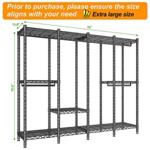 KnnJe Garment Rack Heavy Duty Clothes Rack Clothes Racks for Hanging Clothes, S7 + S60