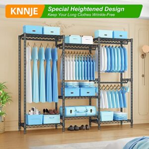 KnnJe Garment Rack Heavy Duty Clothes Rack Clothes Racks for Hanging Clothes, S7 + S60