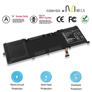 MULS 96Wh C32N1523 Laptop Battery Replacement for ASUS Zenbook Pro N501L UX501VW-F1020 UX501VW-FY010T UX501VW-FY057R UX501VW-FY102R UX501VW-DS71T ROG G501VW-FI014T ROG G501VW-FI023R C32NI523 8422mAh