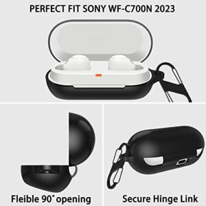 LDSXAY Compatible with Sony WF-C700N Case Cover, Soft Silicone Shockproof Protective Skin Case for Sony WF-C700N Truely Wireless Earbud Headphones, Protective Cover with Carabiner (Black)