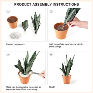 Mkono Artificial Snake Plant 16 Inch Small Fake Sansevieria Tree Potted Plants Faux Desk Plant Indoor Plant Decor in Terracotta Plastic Pot for Table Shelf Bathroom Bedroom Home Office