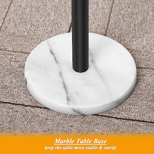 smusei Small Side Table for Small Spaces Round Bar Table with Marble Base Round End Table Drink Table Pedestal for Sofa Couch Chair Patio, Brown