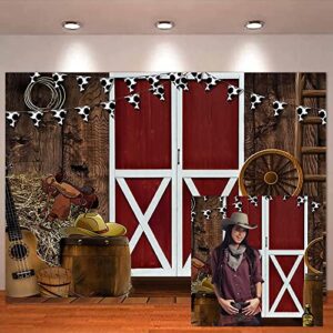 MAQTT Wild West Country Retro Farmhouse Warehouse Courtyard Children's Photography Birthday Party Baby Shower Ccessories Photo take A Photograph Backdrop 7x5ft