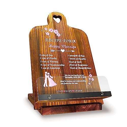 ORIKASO Wedding Gifts for Couples 2023 Engagement Anniversary Newlywed Gift for Couple Bridal Shower Gifts for a Happy Marriage Cookbook Stand Recipe Book Holder for Kitchen