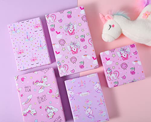 Sikiweiter Unicorn Wrapping Paper - 12 Sheets Princess Birthday Wrapping Paper for Girls Rainbow Unicorn Paper Wrap - 19.7 x 27.6 Inches Per Sheet