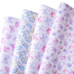 sikiweiter butterfly wrapping paper - 12 sheets butterfly gift wrap for birthday wedding baby shower holiday - 19.7 x 27.6 inches per sheet