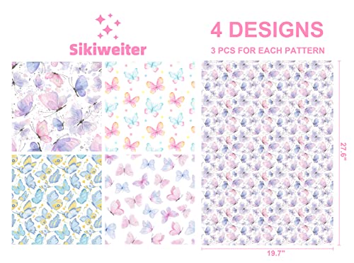 Sikiweiter Butterfly Wrapping Paper - 12 Sheets Butterfly Gift Wrap for Birthday Wedding Baby Shower Holiday - 19.7 x 27.6 Inches Per Sheet