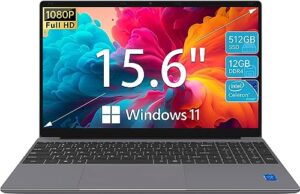 apolosign 15.6'' laptop, 12gb ram 512gb ssd, windows 11 laptop computer, intel jasper lake n5095(up to 2.8ghz), fhd ips display, ultra slim, mini-hdmi