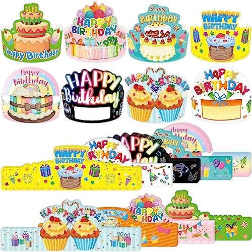 ceiba tree Birthday Crowns for Kids Classroom 36Pcs School Family Colorful Happy Birthday Hats VBS Party Supplies