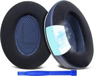 solowit cooling-gel ear pads cushions replacement, earpads for bose quietcomfort 35 (qc35) and quiet comfort 35 ii (qc35 ii) over-ear headphones, softer leather, noise isolation foam - navy blue