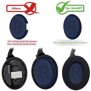 SoloWIT Cooling-Gel Ear Pads Cushions Replacement, Earpads for Bose QuietComfort 35 (QC35) and Quiet Comfort 35 II (QC35 II) Over-Ear Headphones, Softer Leather, Noise Isolation Foam - Navy Blue