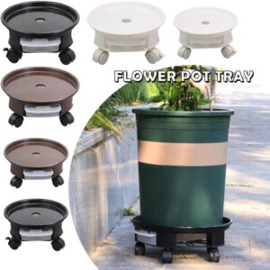 Black Plant Caddy with Water Container Heavy Duty Plant Stand with 4 Wheels Round Flower Pot Mover Plant Saucer Home Garden Planter Dolly Caster with Wheels Rolling Plant Tray