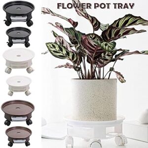 Black Plant Caddy with Water Container Heavy Duty Plant Stand with 4 Wheels Round Flower Pot Mover Plant Saucer Home Garden Planter Dolly Caster with Wheels Rolling Plant Tray