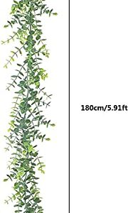 1Packs 5.91ft Artificial Garlands Greenery Garlands Vines Faux Hanging Plants for Wedding Table Arch Wall Party Home Decor 10 Wire Wreath