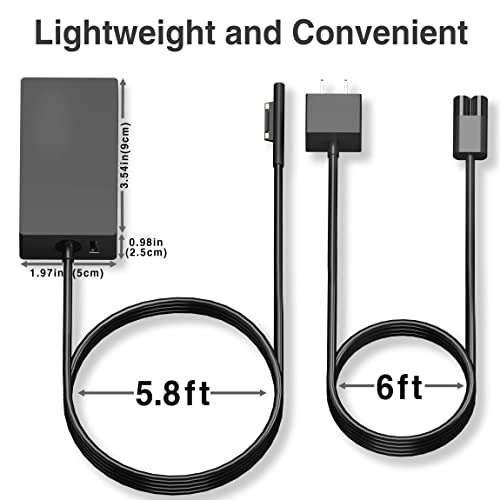 65W Surface pro Charger Replacement for Microsoft Surface Pro 9 8 7+ 7 6 5 4 3 X,Windows Surface Laptop 5 4 3 2 1 Studio, Surface Go Tablet, Surface Book 3 2 1,Support 44W,36W,24W Adapter