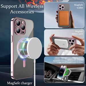 IKWZ Magnetic Clear Case for iPhone 14 Pro Max Case Compatible with MagSafe Camera Protector Gold Electroplate Edge Shockproof Soft Case for iPhone 14 Pro Max Case (6.7 Inch) (Blue)