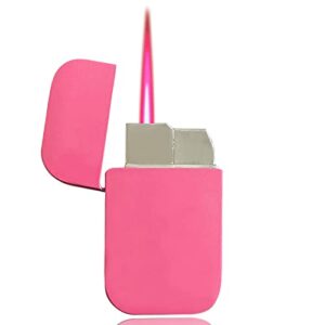 lighter, pink flame cool lighter, cute pink glitter torch windproof lighter, metal refillable butane lighter, outdoor, indoor, camping, bbq, candle, birthday, simple diy gift